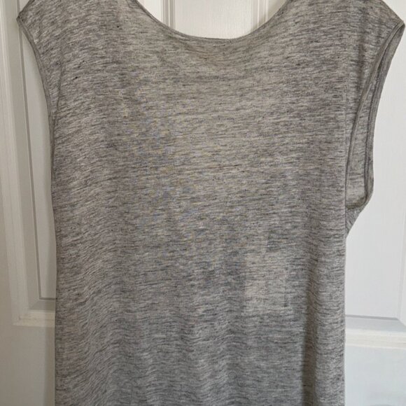 By Malene Birger Analisa T-Shirt XS | NWT Grey Linen Deep V-Back Minimalist Top - Picture 1 of 14